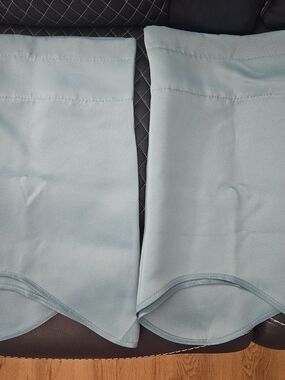 2 Pack Mineral Blue Lustrous Satin Scalloped Valance Window Curtains 52"x19"